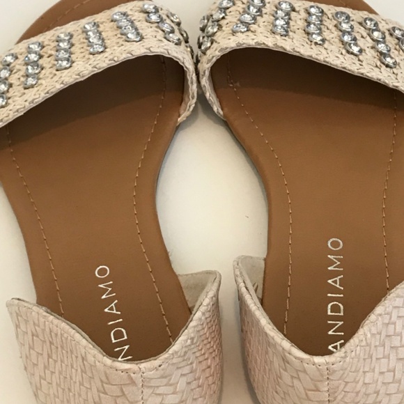 ANDIAMO Sandals Slip On Flats Rhinestone Cream Acaine Women’s Size 7 - Picture 7 of 15